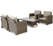 Conjunto de jardín 4 sillones + 1 mesa baja 140x80x46cm ratán sintético y aluminio - bolonia