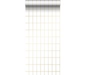 Papel pintado azulejos pequeños blanco y oro - 0,53 x 10,05 m - estahome