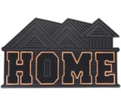 Relaxdays felpudo goma home, alfombrilla puerta entrada, 75x45cm, forma de casa, resistente, exterior, negro y dorado