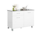 Carro de cocina carrito de servir multiusos con 1 cajón y 2 puertas estantería carrito auxiliar con 4 ruedas blanco 120 x 56 x 90 cm fkw117-w sobuy es