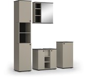 Vicco conjunto de muebles de baño joli, gris, 4 piezas, con unidad alta y unidad midi