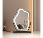 Emke espejo de maquillaje iluminado con interruptor táctil de 3 colores regulable 360° de rotación - marco negro 43 x 30 cm