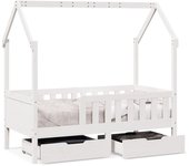 Cama individual | estructura de cama para niños con cajones madera pino 70x140 cm cfw14570