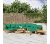 Maison exclusive - set de muebles de jardín 12 piezas bambú con cojines verde
