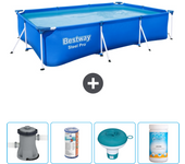 Paquete de piscina - bestway - rectángulo - 300x201x66 cm + accesorios cb53