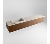 Mondiaz erin 200cm mueble de baño color rust con 2 cajones. con lavabo ridge izquierda sin orificios color linen