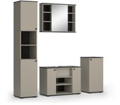Vicco conjunto de muebles de baño joli, gris, 4 piezas, con unidad alta y unidad midi