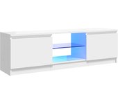 Mueble de tv con iluminación led en blanco brillo 120x30x35,5 cm