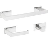 Valaz accesorios de baño adhesivos pegados sin taladro cromado cuadrados toallero 40cm+ percha+ portarollos - 2perchas