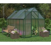 Invernadero de jardín de policarbonato y aluminio - 6 m² - verde - astelia