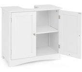Mueble bajo lavabo, armario de baño con 2 puertas, estante, mueble de almacenaje bajo lavabo con corte en u, gran espacio de almacenaje, estilo