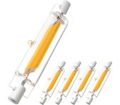 (5 piezas) bombilla halógena led de 6w, bombilla led para farolas halógenas, led r7s, bombilla halógena led, blanco cálido 3000°k
