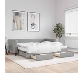Sofá cama nido y cajones gris claro tela 90x200 cm