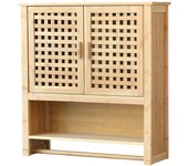 Mueble de pared para baño borlänge puertas enrejadas bambú 66 x 62 x 20 cm natural [en.casa]