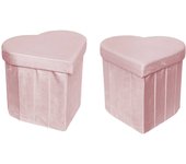 Taburete infantil en forma de corazón, set de 2, joy, rosa, 39x43x38 cm