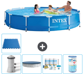 Paquete de piscina - intex - alrededor - 366x366x76 cm + accesorios a1714