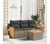 Set de sofás de jardín 4 piezas | conjunto de jardín de ocio | set de comedor de jardín y cojines ratán sintético gris cfw450920