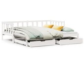 Cama para adulto | cama individual | sofá cama nido con cajones madera maciza pino blanca 90x200 cm cfw57634