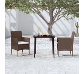 Juego de comedor de jardín 3 piezas，conjunto de comedor de exterior，conjunto de jardín con cojines marrón y negro cfw814469