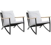 2 uds sillas de jardín | silla de exterior | sillon jardín con cojines acero negro cfw902849