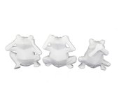 Figura decorativa dkd home decor 18,5 x 13 x 17,8 cm blanco rana (3 unidades)