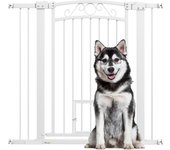 Barrera para perros pawhut acero, pa blanco 104x4x96 cm