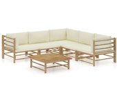 Maison exclusive - set de muebles de jardín 6 piezas bambú y cojines blanco crema