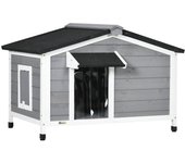 Caseta para perros pawhut madera de abeto gris 97x72x65 cm d02-143v00gy