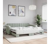 Sofá cama con cama nido gris claro 90x200 cm de terciopelo