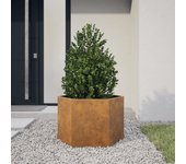 Vidaxl jardinera hexagonal 69x60x45 cm acero desgastado