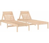 2 piezas tumbona de jardín | tumbona de exterior | sillas madera maciza de pino 199,5x60x74 cm cfw599705