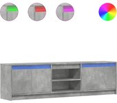 Mueble de tv led madera ingeniería gris hormigón 180x34x50 cm