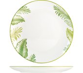 6x platos planos h&h, porcelana kamari cm27, blanco y verde