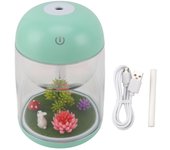 Humidificador ultrasónico para micropaisajes, bonito y silencioso, 2 en 1, para dormitorio, oficina, coche (verde)