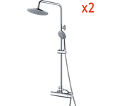 Auralum max 2pcs columna ducha termostática cromada conjunto ducha redonda de latón sistema de ducha altura ajustable ducha con 3 jets de agua