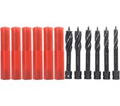 6 brocas helicoidales con vástago hexagonal, 4 bordes, 4 ranuras, brocas para perforar agujeros para carpintería