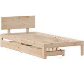 Cama para adulto | cama individual | estructura de cama con cajones madera maciza de pino 90x200 cm cfw73863