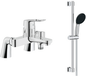 Mezclador de baño mecánico grohe bauloop con conjunto de ducha grohe vitalio start y columnas