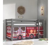 Cama de media 90x200 con somier y funda bombero vipack pino gris
