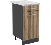 Vicco mueble bajo de cocina r-line, roble artesanal, 40 cm , et mármol