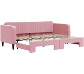 Sofá cama nido terciopelo rosa 80x200 cm