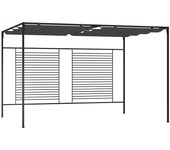 Cenador de jardín con techo retráctil antracita 4x3x2,3 m 180 g/m² cfw86445