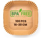 Portentum carta forno per friggitrice ad aria 100 unità da 16-20 cm quadrata. adatto al forno, da 3,5 a 6 litri. carta air fryer certificata per uso