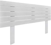 Dhome cabecero de madera reciclada dm estilo palet horizontal con patas cama palets herrajes incluidos (135cm, blanco madera)