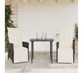 Sillones reclinables jardín con cojines marrones 2 uds ratán pe