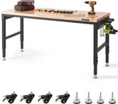 Vevor escritorio portátil, 72x25, altura ajustable 28-39,5, mesa utilitaria oficina/casa, capacidad 3000 lb, enchufes, superficie madera, estante