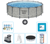 Paquete de piscina - bestway - alrededor - 488x488x122 cm + accesorios cb30