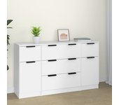 Set de aparador de 3 piezas | aparador de comedor | armario de cocina de madera contrachapada blanco cfw71741