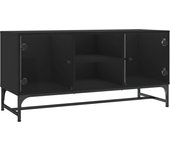 Mueble de tv | mueble de salón | mueble de salón tv con puertas de vidrio negro 102x37x50 cm cfw593065