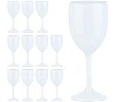 Relaxdays copas vino de plástico irrompible en set de 12, sin bpa, vasos cóctel reutilizables, camping y pícnic, blanco